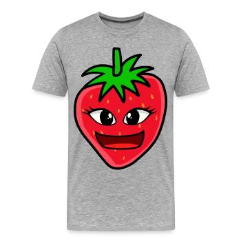 Fraise Fraises Confiture Cuisinier Chefs Fruits - T-shirt bio Premium Homme - gris chiné - Devant - Damien (186cm)