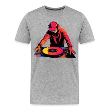 Diskjockey Retrowave - Männer Premium Bio T-Shirt - Grau meliert - Vorne - Damien (186cm)