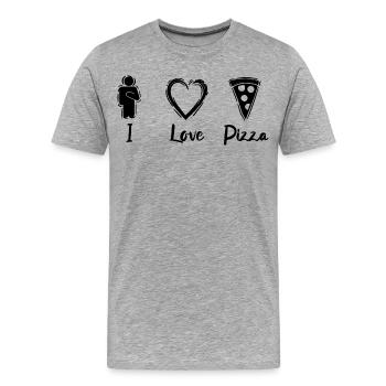 J’aime la pizza - T-shirt bio Premium Homme - gris chiné - Devant - Damien (186cm)