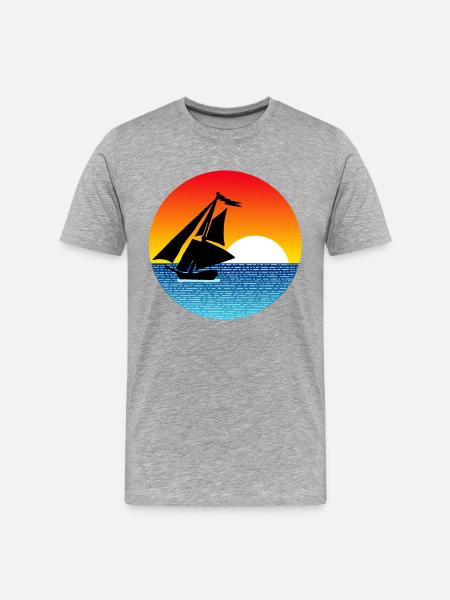 Boat and sunset - Men's Premium Organic T-Shirt - heather grey
