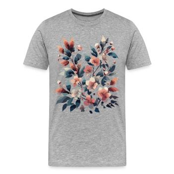 Bouquet Autumn Flowers Leaves - Men's Premium Organic T-Shirt - heather grey - Front - Damien (186cm)