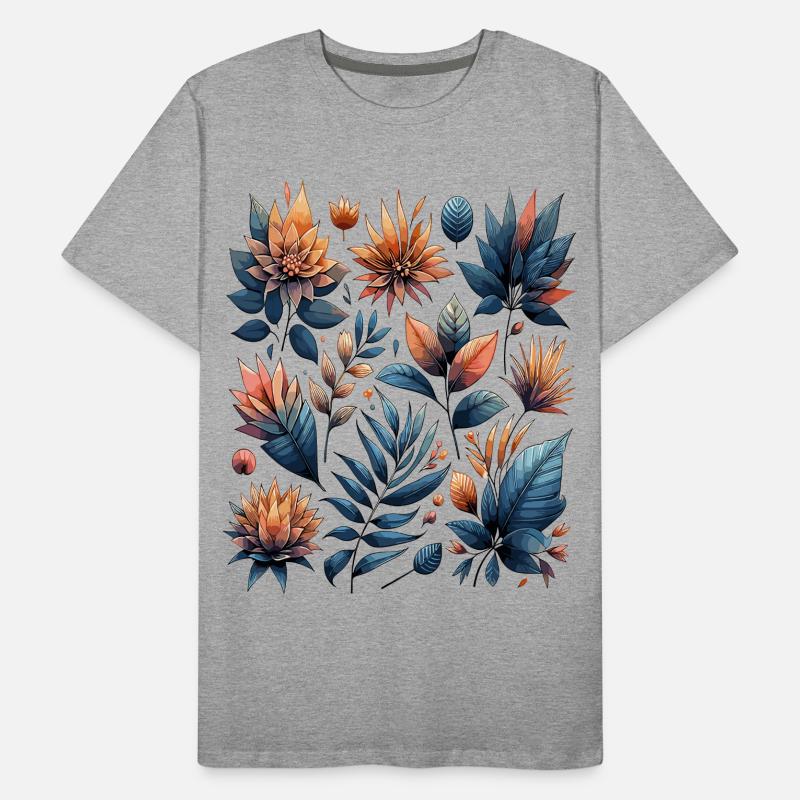 Watercolor Leaves Boho Leaf Pattern Men's Premium Organic T-Shirt