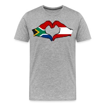 Afrique du Sud Autriche Drapeau Mains Coeur Forme - T-shirt bio Premium Homme - gris chiné - Devant - Damien (186cm)