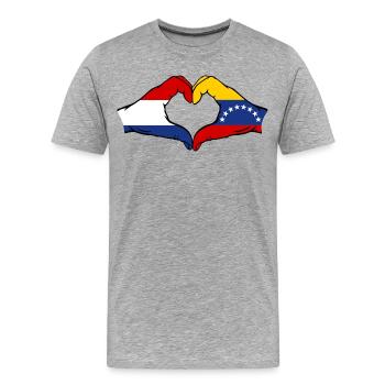 Holland Venezuela Flagge Hände Herzform - Männer Premium Bio T-Shirt - Grau meliert - Vorne - Damien (186cm)
