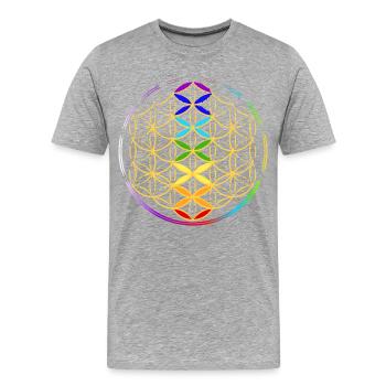 Fleur de Vie avec les Chakras - T-shirt bio Premium Homme - gris chiné - Devant - Damien (186cm)