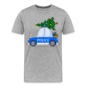 Voiture de police Police Noël - T-shirt bio Premium Homme - gris chiné - Devant - Damien (186cm)