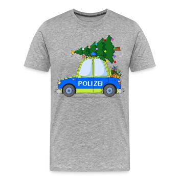 Voiture de police Noël Bleu Jaune - T-shirt bio Premium Homme - gris chiné - Devant - Damien (186cm)