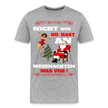 Père Noël dans le club de strip-tease - T-shirt bio Premium Homme - gris chiné - Devant - Damien (186cm)