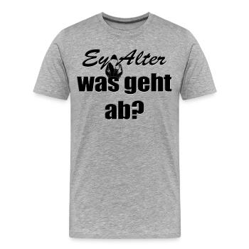 Hé mec, qu’est-ce qui se passe ? - T-shirt bio Premium Homme - gris chiné - Devant - Damien (186cm)