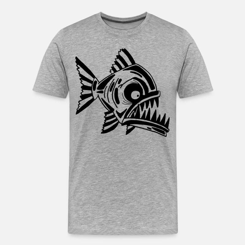 Fleischfressender Schwarzfisch - Männer Premium Bio T-Shirt - Grau meliert