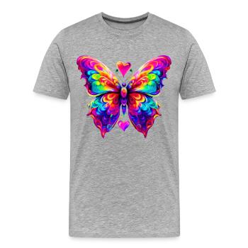 Papillon Haut en Couleurs - T-shirt bio Premium Homme - gris chiné - Devant - Damien (186cm)