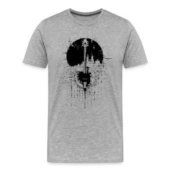 Banjo Sketch - Men's Premium Organic T-Shirt - heather grey - Front - Damien (186cm)