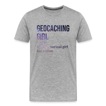 Geocaching - Männer Premium Bio T-Shirt - Grau meliert - Vorne - Damien (186cm)