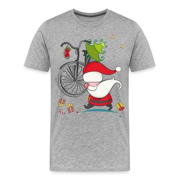 Weihnachtsmann im Stress - Männer Premium Bio T-Shirt - Grau meliert - Vorne - Damien (186cm)