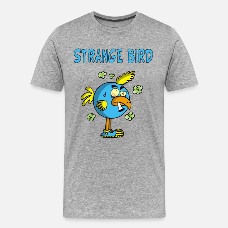 Seltsamer blauer Vogel - Männer Premium Bio T-Shirt - Grau meliert
