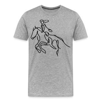 Reiterin Skizze - Männer Premium Bio T-Shirt - Grau meliert - Vorne - Damien (186cm)