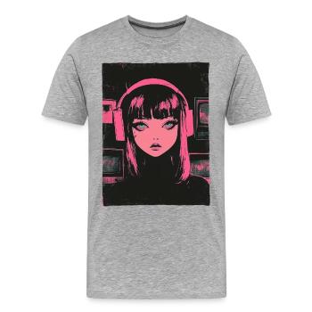 Anime Fille Graphique Pastel Goth Dystopique Grunge - T-shirt bio Premium Homme - gris chiné - Devant - Damien (186cm)