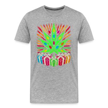Affichage festif de lumières de cannabis - T-shirt bio Premium Homme - gris chiné - Devant - Damien (186cm)