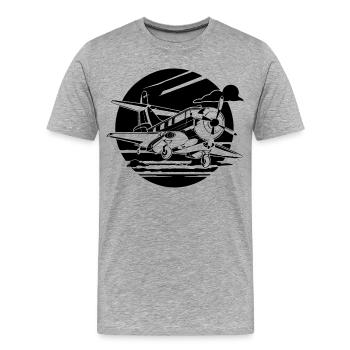 Dessin de l’avion de l’hélice - T-shirt bio Premium Homme - gris chiné - Devant - Damien (186cm)