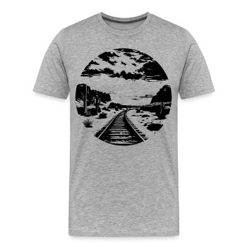 Railway Graphic - Men's Premium Organic T-Shirt - heather grey - Front - Damien (186cm)