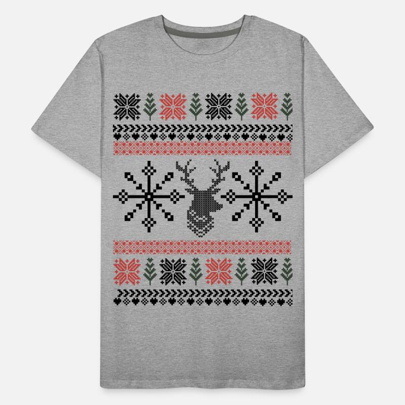 Retro Christmas Pixel Pattern Men's Premium Organic T-Shirt