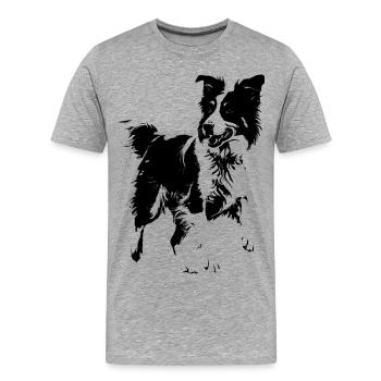 chien de race border collie - T-shirt bio Premium Homme - gris chiné - Devant - Damien (186cm)