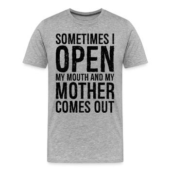 sometimes I open my mouth funny shirt - T-shirt bio Premium Homme - gris chiné - Devant - Damien (186cm)