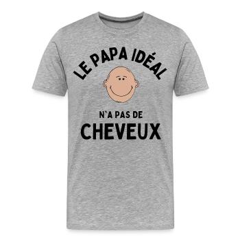 Der ideale Vater hat keine Haare - Männer Premium Bio T-Shirt - Grau meliert - Vorne - Damien (186cm)