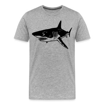 Le requin noir prédateur - T-shirt bio Premium Homme - gris chiné - Devant - Damien (186cm)