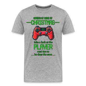 Christmas Gaming - Männer Premium Bio T-Shirt - Grau meliert - Vorne - Damien (186cm)