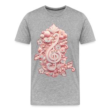 L’harmonie en rose, une clé de voûte majestueuse et stylisée - T-shirt bio Premium Homme - gris chiné - Devant - Damien (186cm)