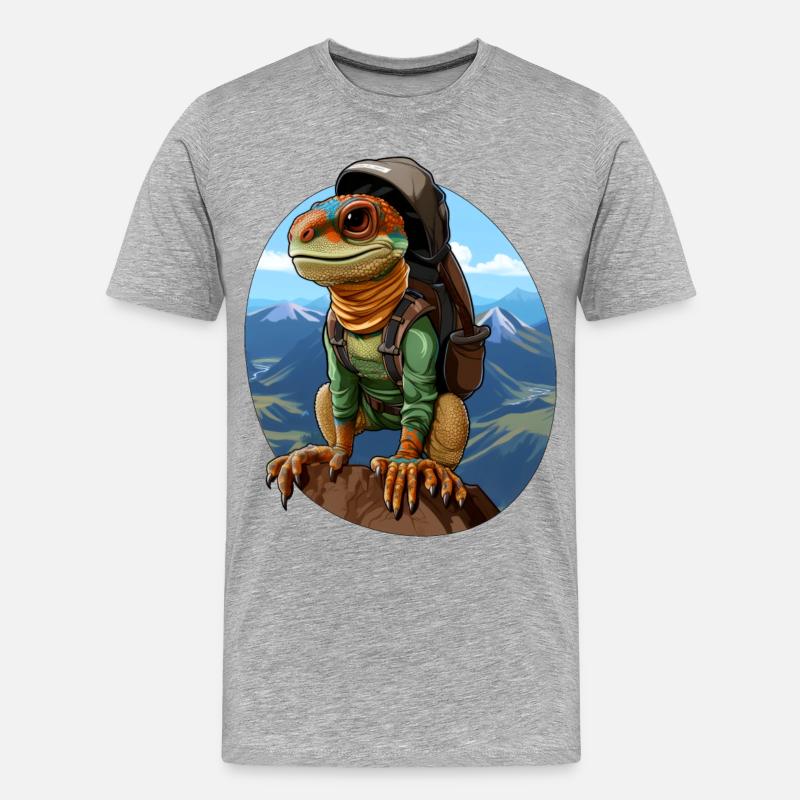 Eidechsen Bergsteiger / Wandern Eidechse - Männer Premium Bio T-Shirt - Grau meliert