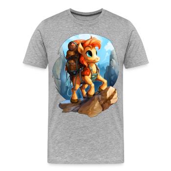 Poneys Randonnée / Alpinisme Poney - T-shirt bio Premium Homme - gris chiné - Devant - Damien (186cm)