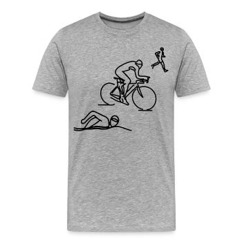 Triathlet Skizze - Männer Premium Bio T-Shirt - Grau meliert - Vorne - Damien (186cm)