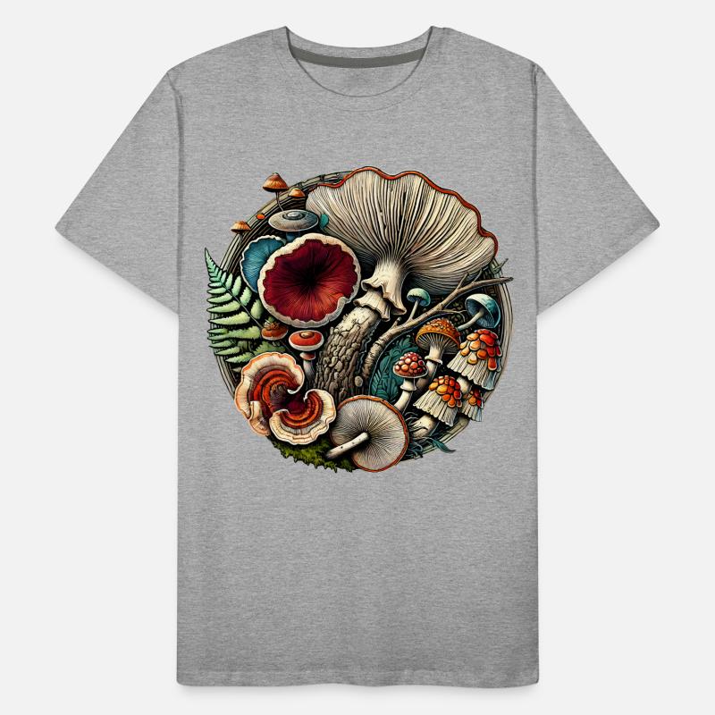Conception complexe de champignons et d’éléments forestiers T-shirt bio Premium Homme