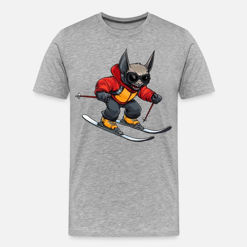 Fledermaus Skifahrer - Männer Premium Bio T-Shirt - Grau meliert