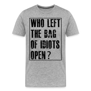 who left the bag - Men's Premium Organic T-Shirt - heather grey - Front - Damien (186cm)