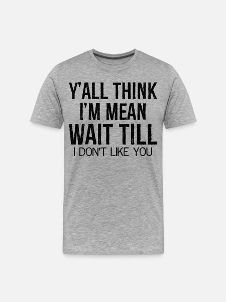 y'all think I'm mean wait till - Men's Premium Organic T-Shirt - heather grey