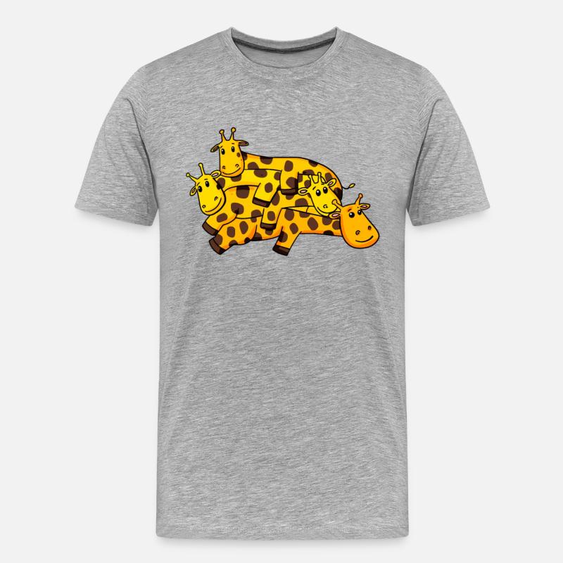 Giraffe Giraffen - Männer Premium Bio T-Shirt - Grau meliert