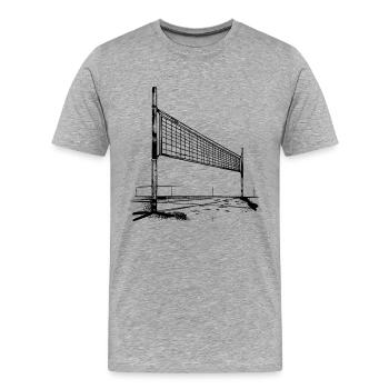 Croquis de filet de volley-ball - T-shirt bio Premium Homme - gris chiné - Devant - Damien (186cm)