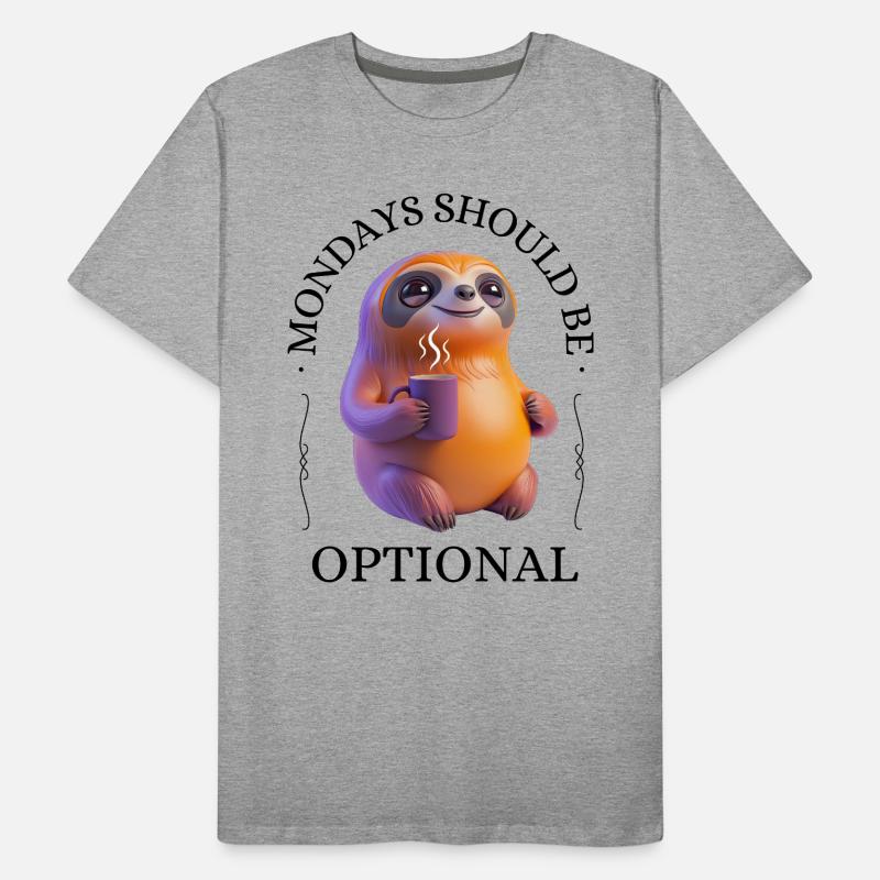 Coffee-Drinking Sloth – Relaxed & Pleasurable Men's Premium Organic T-Shirt