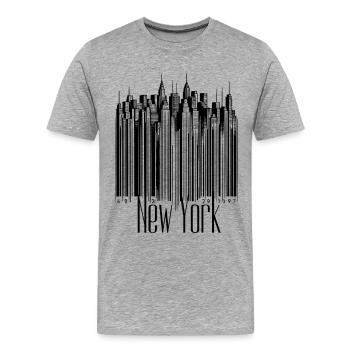 New York Code Scan Skyline nyc Trip Tourist usa l - Männer Premium Bio T-Shirt - Grau meliert - Vorne - Damien (186cm)