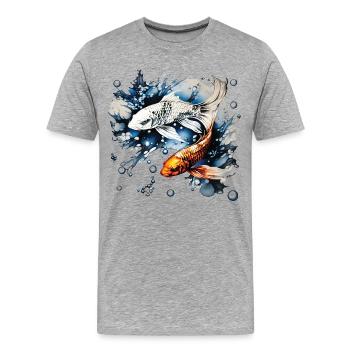 Koifische und Blasen - Männer Premium Bio T-Shirt - Grau meliert - Vorne - Damien (186cm)