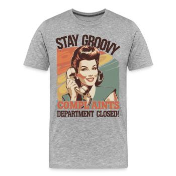 Stay Groovy Retro Plaintes fermées - T-shirt bio Premium Homme - gris chiné - Devant - Damien (186cm)