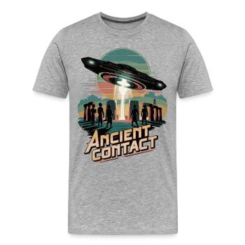 Uralte Astronauten-Begegnung mit Stonehenge UFO - Männer Premium Bio T-Shirt - Grau meliert - Vorne - Damien (186cm)