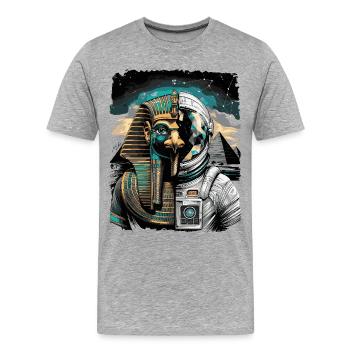 Horus als futuristisches Astronauten-Konzept - Männer Premium Bio T-Shirt - Grau meliert - Vorne - Damien (186cm)