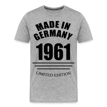 Fabriqué en Allemagne 1961 Édition limitée - T-shirt bio Premium Homme - gris chiné - Devant - Damien (186cm)