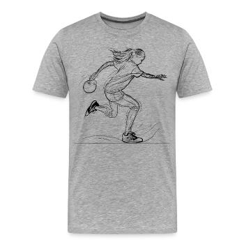 Dessin d’une joueuse melon - T-shirt bio Premium Homme - gris chiné - Devant - Damien (186cm)