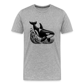 Puissante orque - T-shirt bio Premium Homme - gris chiné - Devant - Damien (186cm)