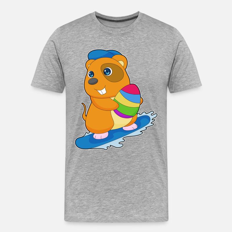 Hamster Ostern Snowboard - Männer Premium Bio T-Shirt - Grau meliert